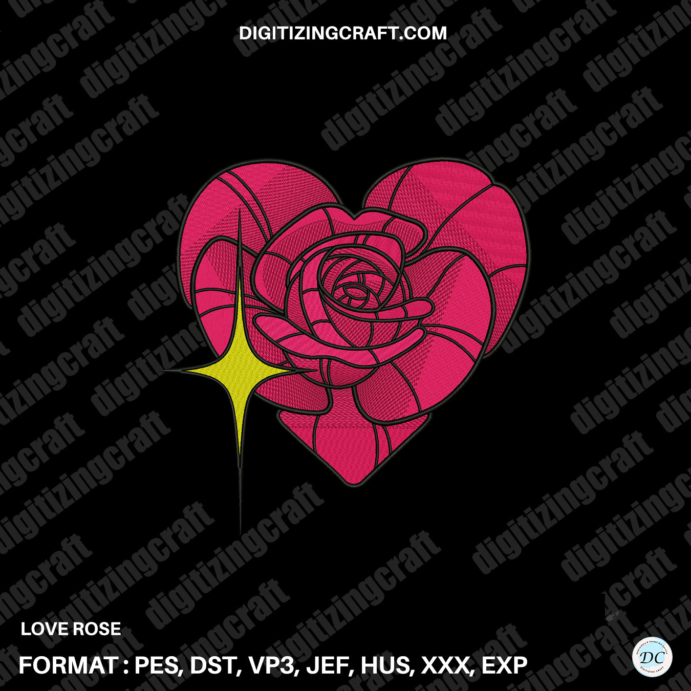 Love Rose Embroidery Design