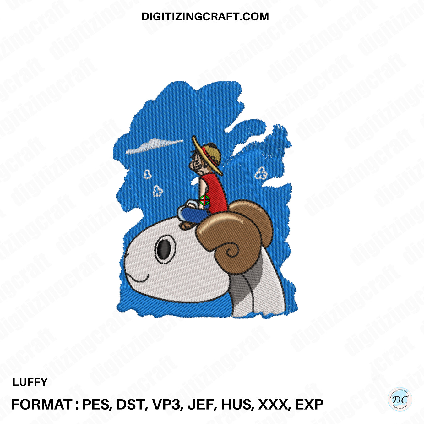 Luffy embroidery design file