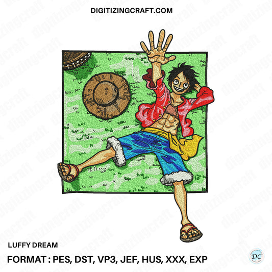 Luffy Dream anime embroidery design file