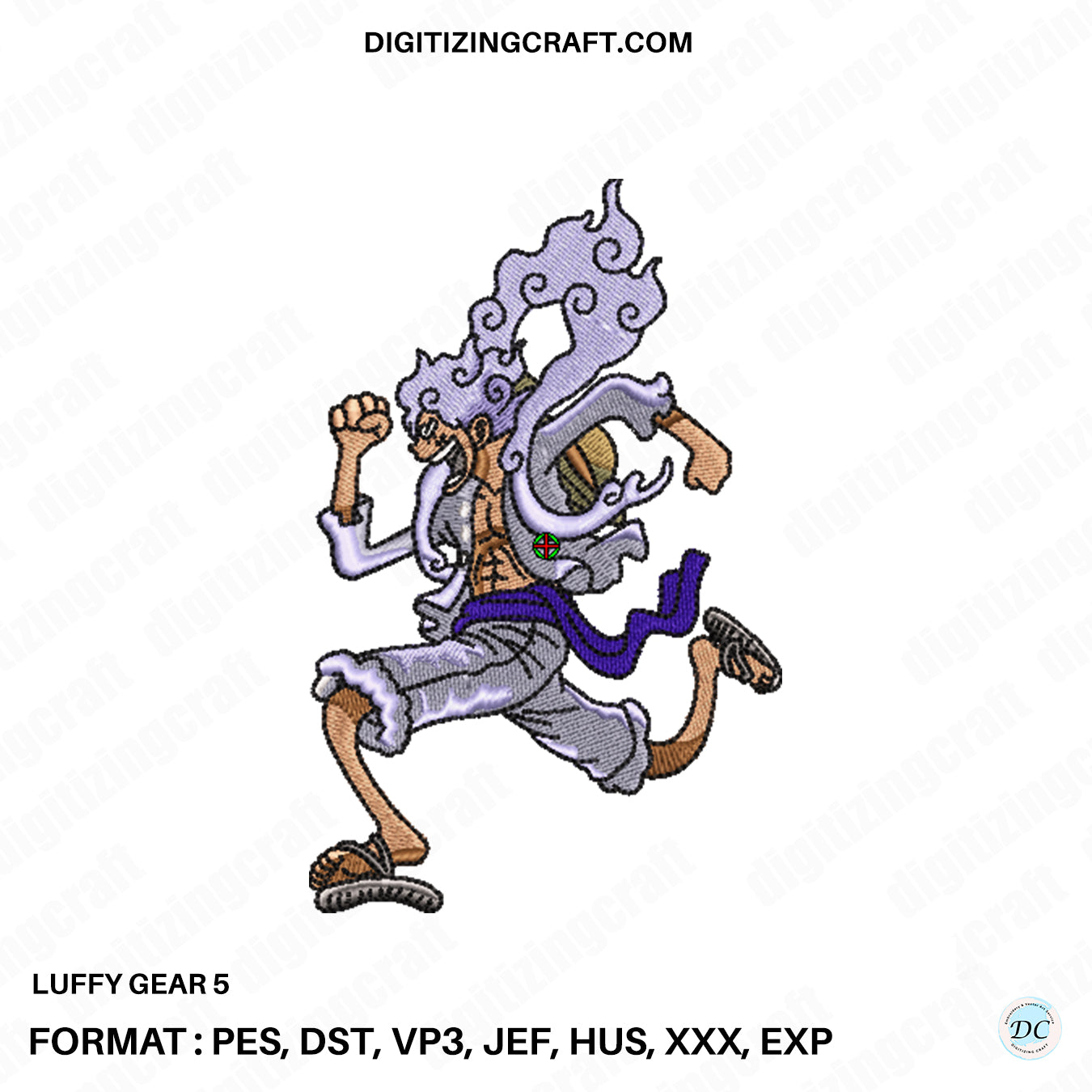 Luffy Gear 5 embroidery design file