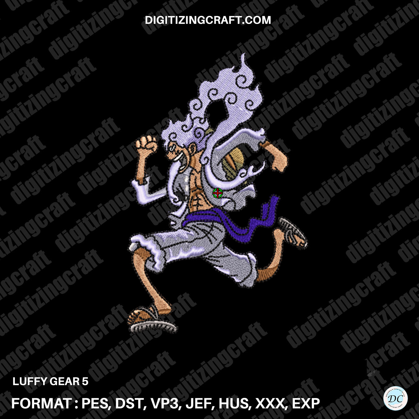 Luffy Gear 5 embroidery design file