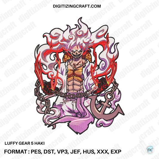 Luffy One Piece Gear 5 Haki Embrioidery Design file