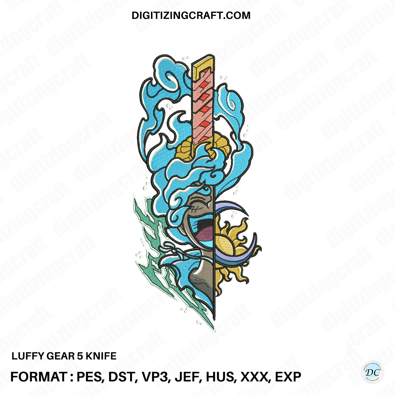 Luffy gear 5 knife embroidery design file