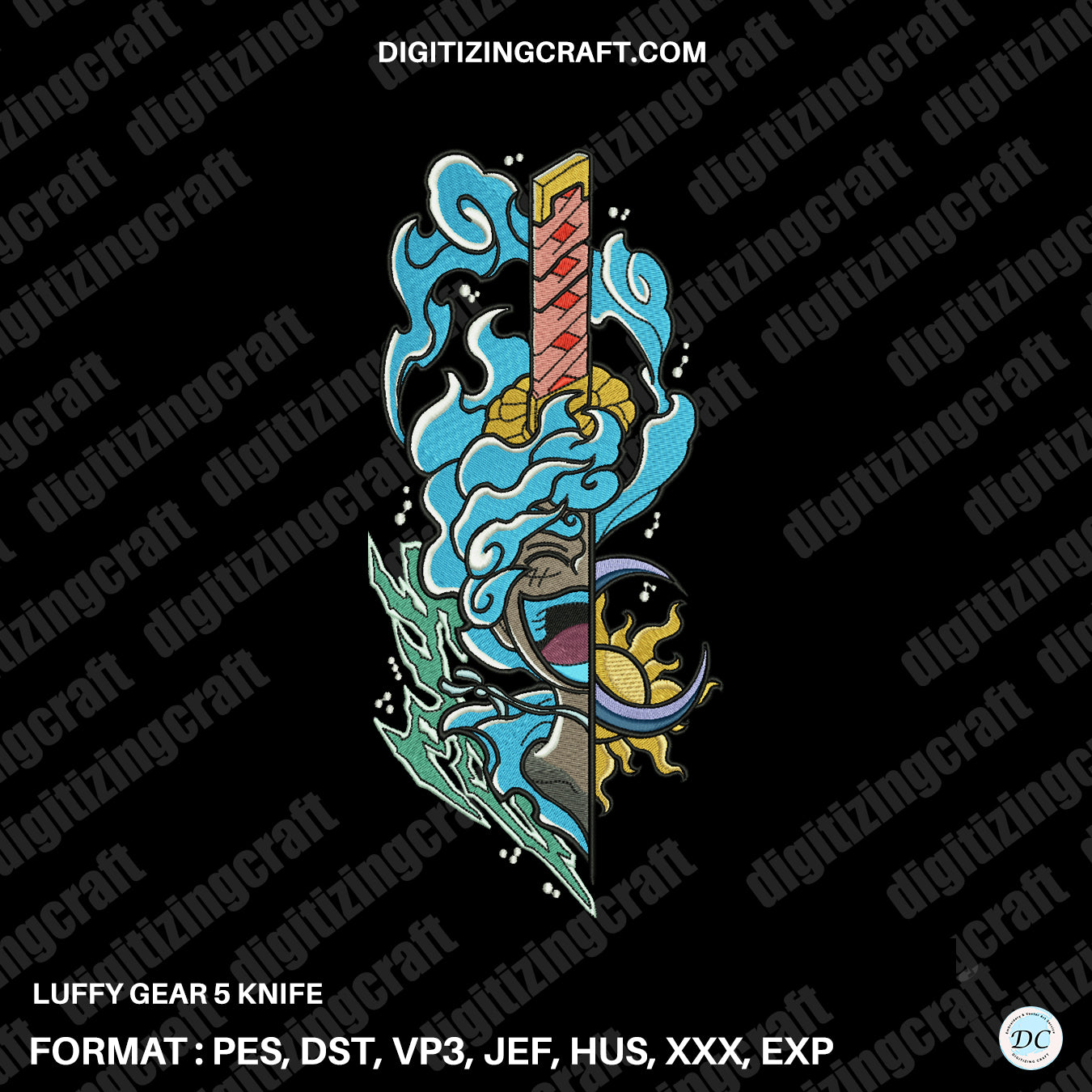 Luffy gear 5 knife embroidery design file