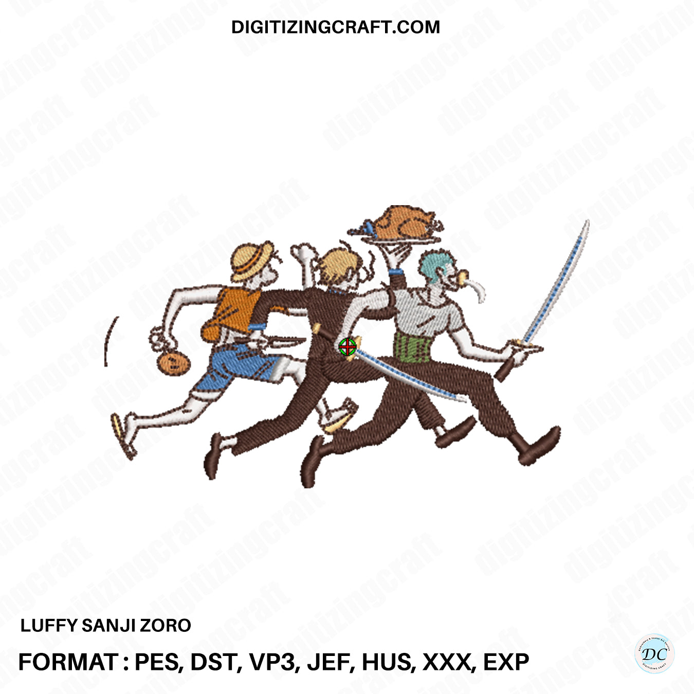Luffy Sanji Zoro embroidery design file