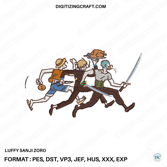 Luffy Sanji Zoro embroidery design file