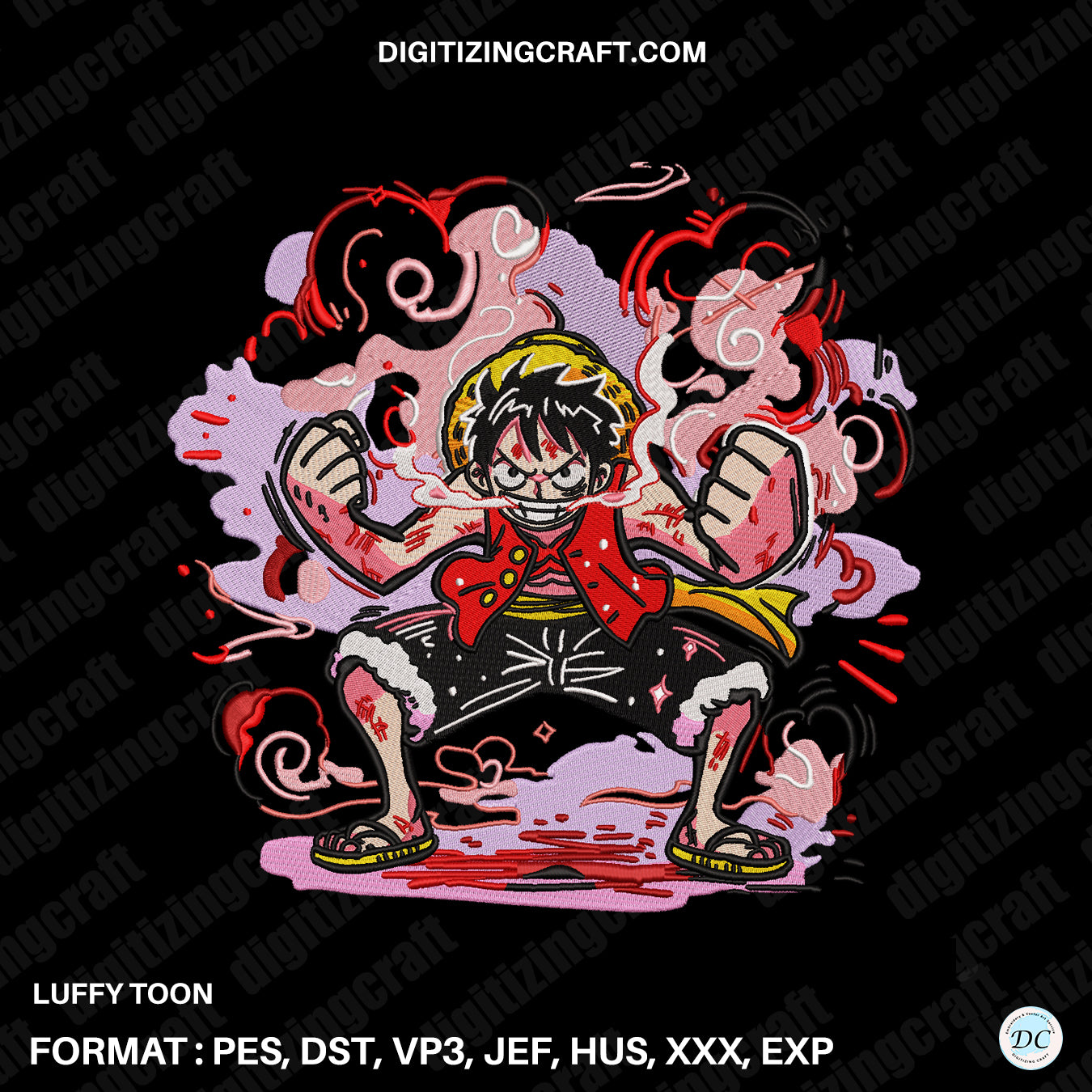 Luffy Toon Embroidery Design file