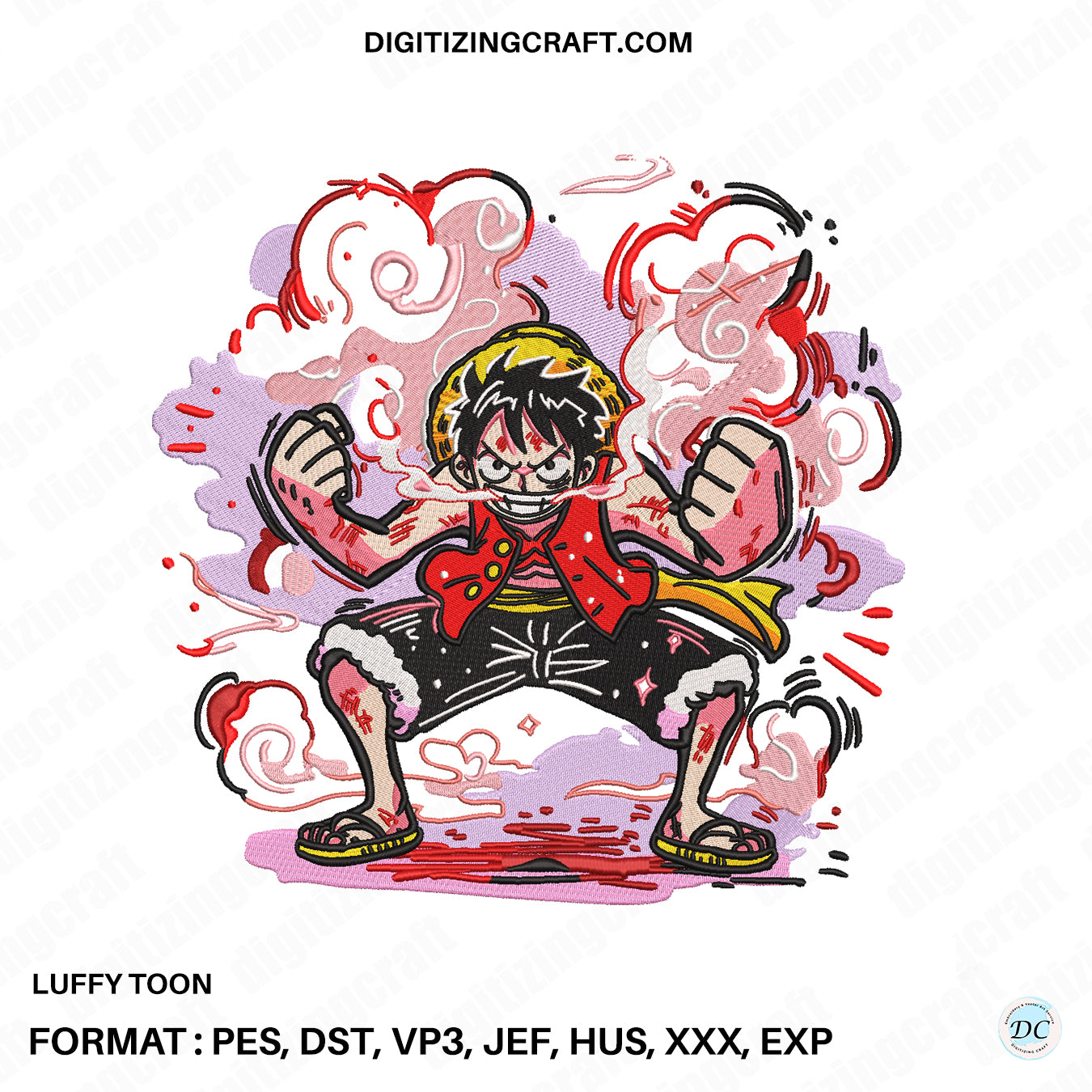 Luffy Toon Embroidery Design file