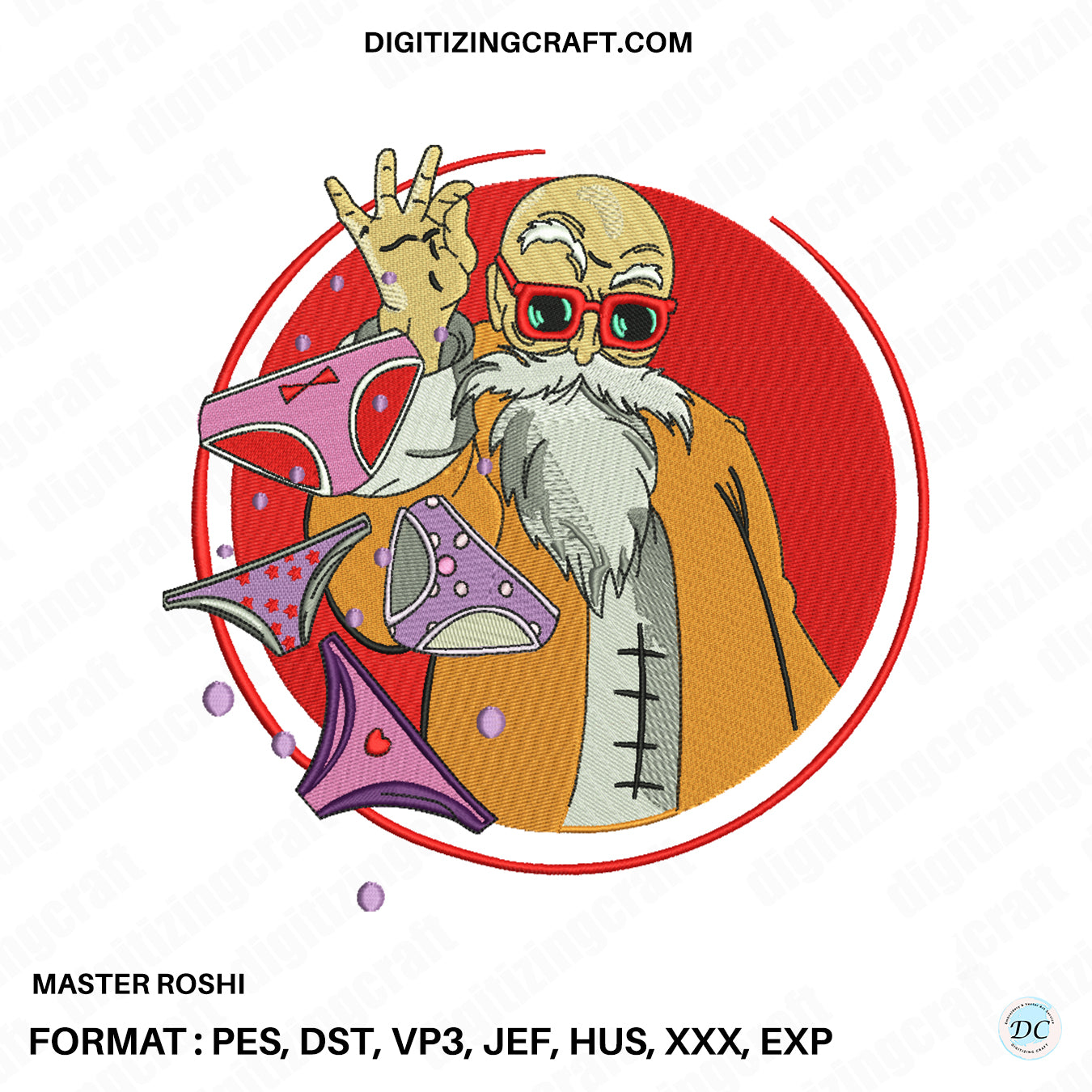 Master Roshi Dragon ball embroidery design file