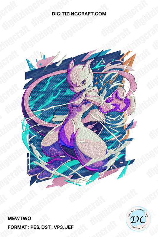 Mewtwo Embroidery Design File
