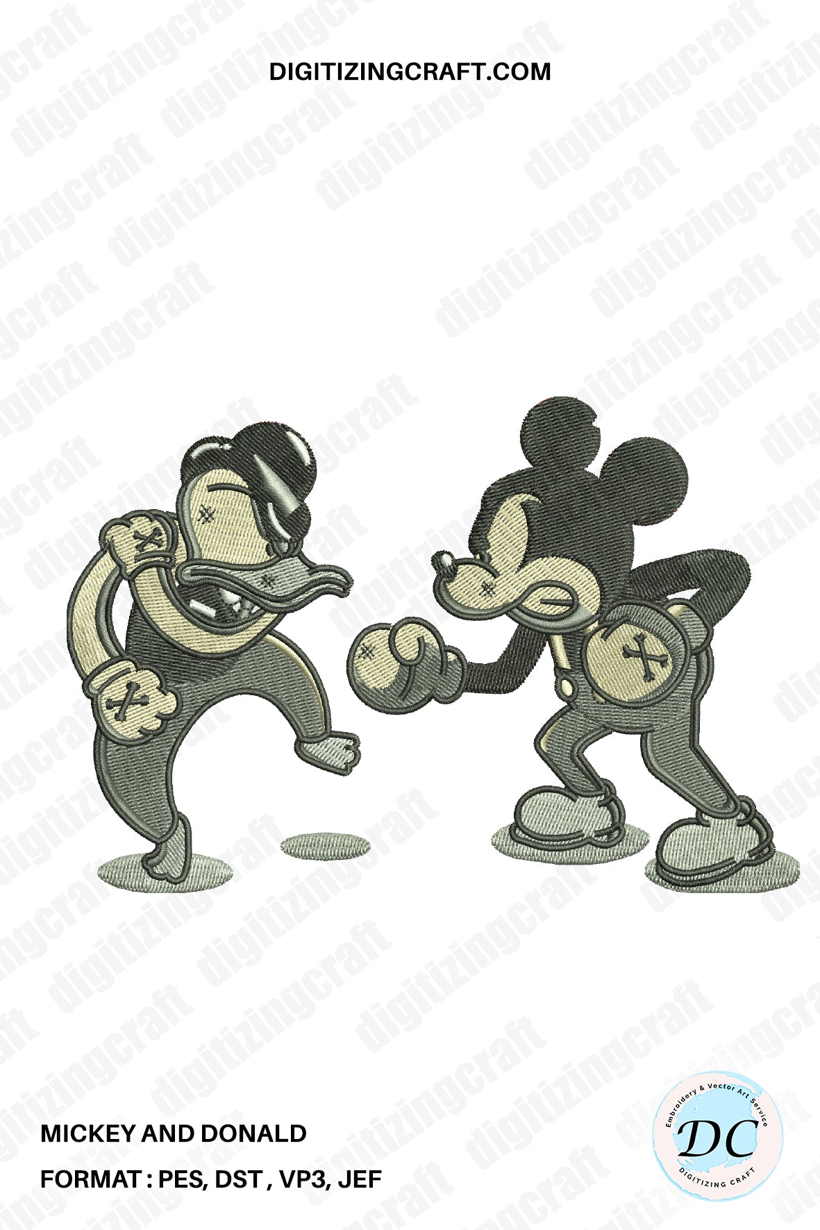 Mickey and Donald Embroidery Design File