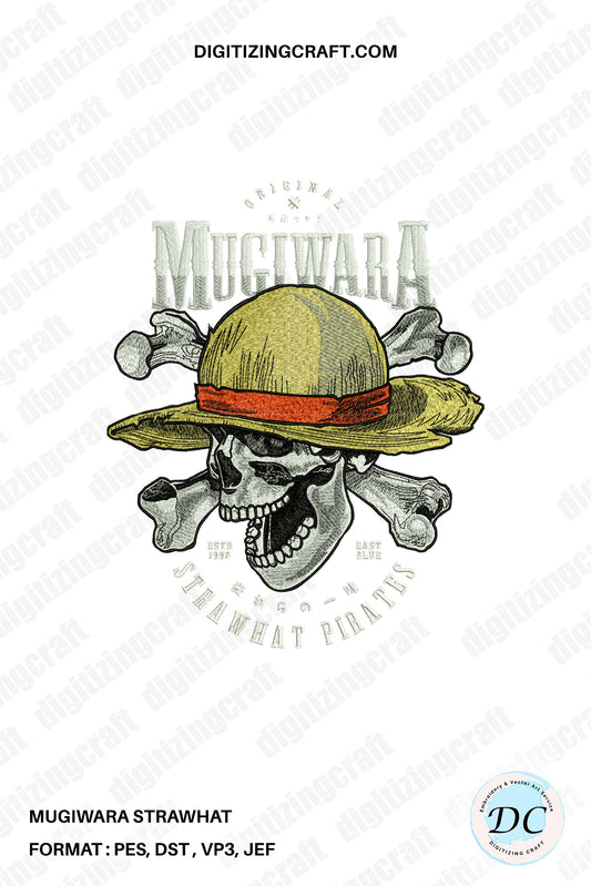 Mugiwara strawhat embroidery design file