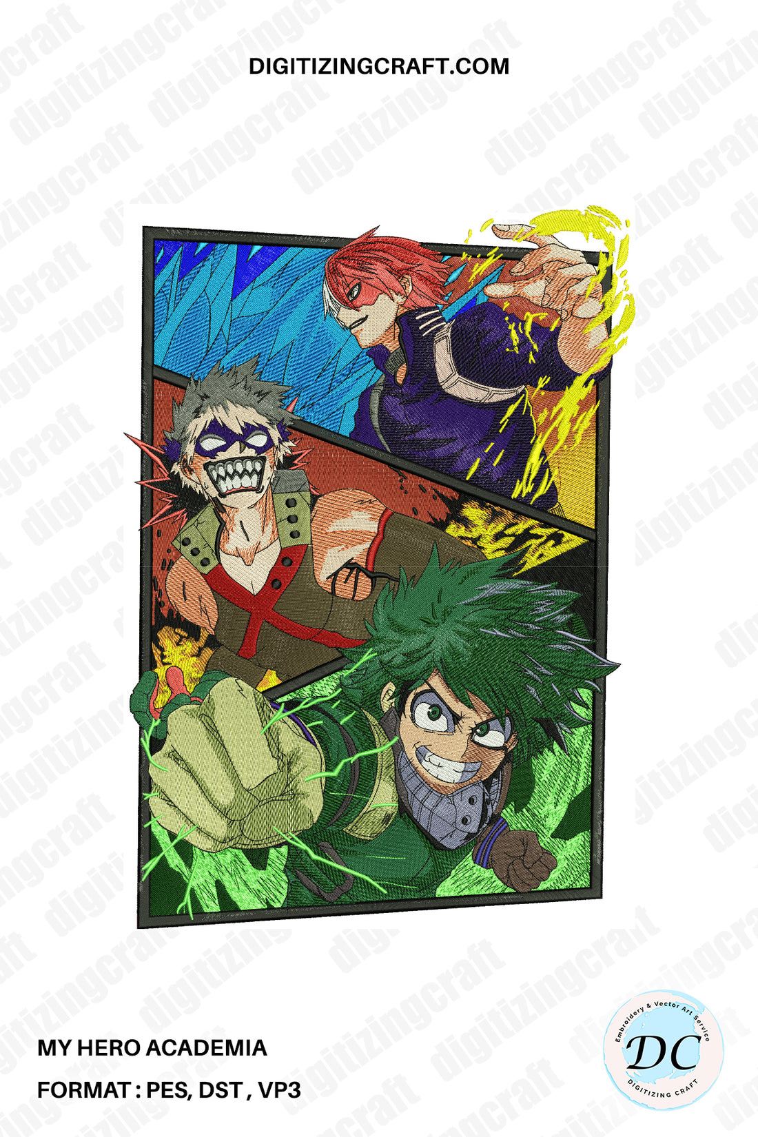 My hero academia embroidery design file – Digitizing Craft
