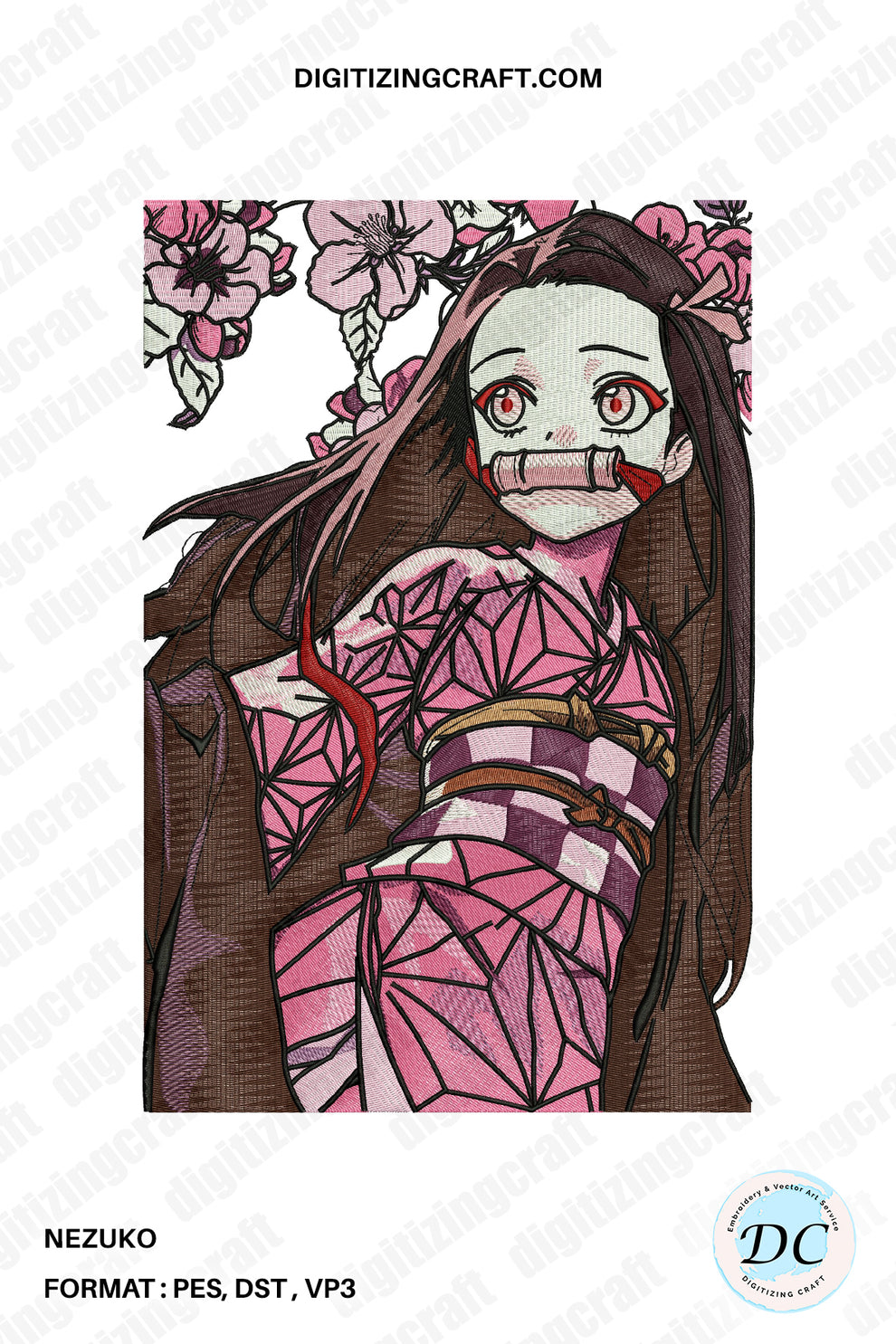 Nezuko Embroidery Design – Digitizing Craft