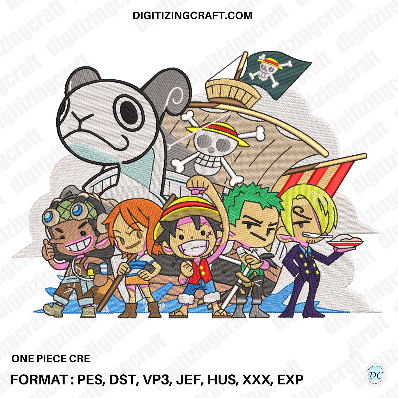One Piece Crew embroidery design file