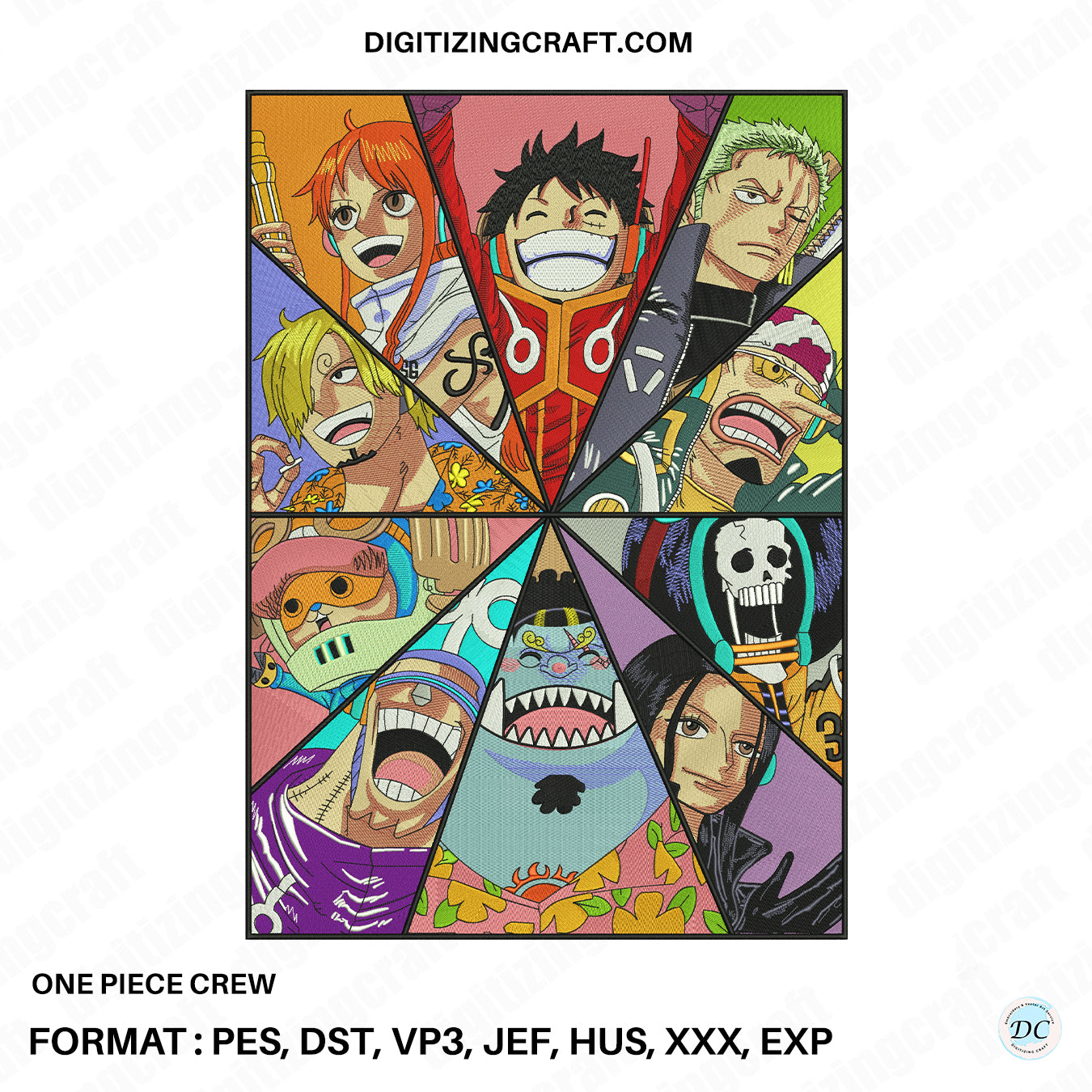 One Piece Crew anime embroidery design file