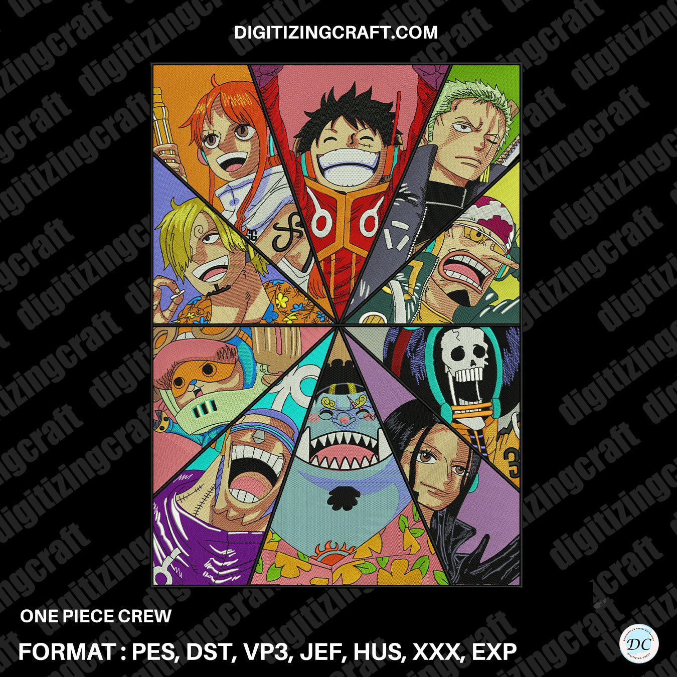 One Piece Crew anime embroidery design file