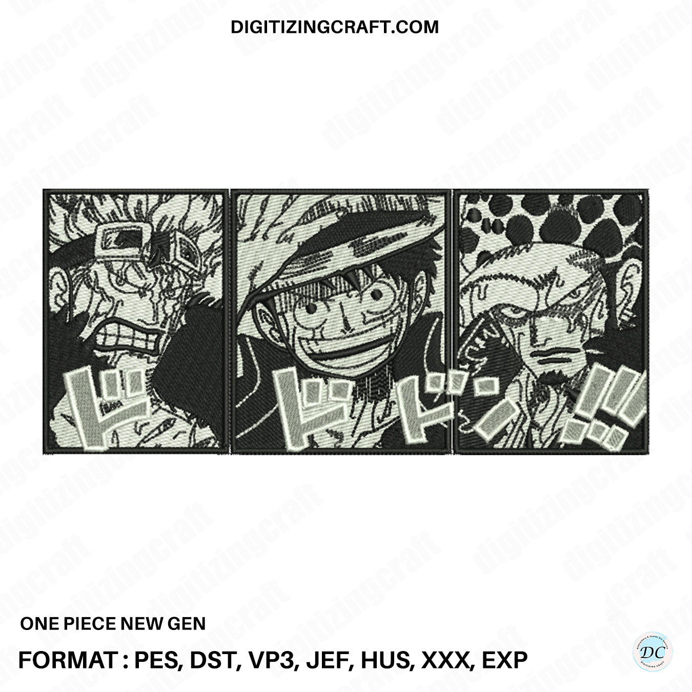 One piece new gen anime embroidery design file