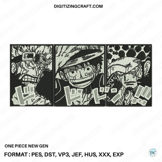 One piece new gen anime embroidery design file