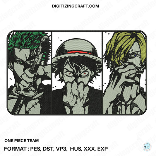 One piece team embroidery design file