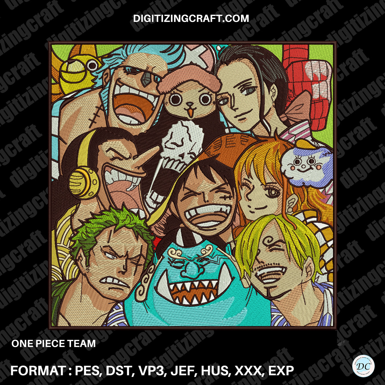 One Piece Crew anime embroidery design file