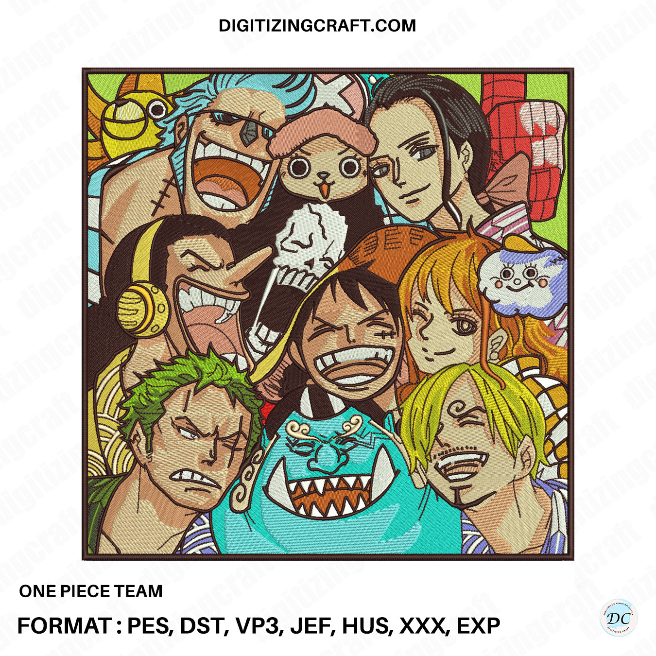 One Piece Crew anime embroidery design file