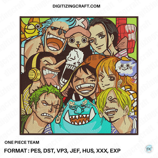 One Piece Crew anime embroidery design file