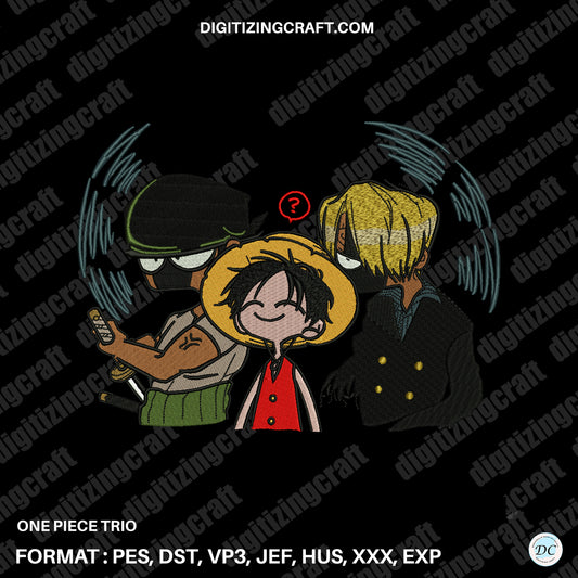 One Piece Trio Embroidery Design File