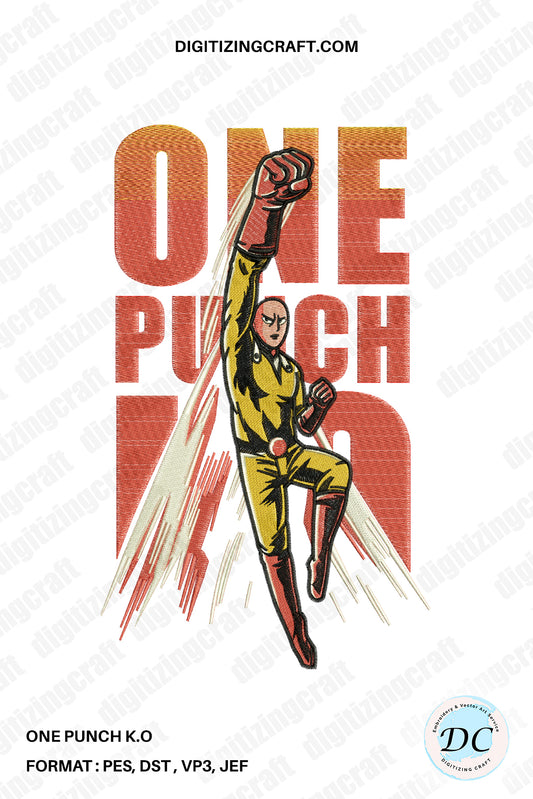 One Punch KO embroidery Design