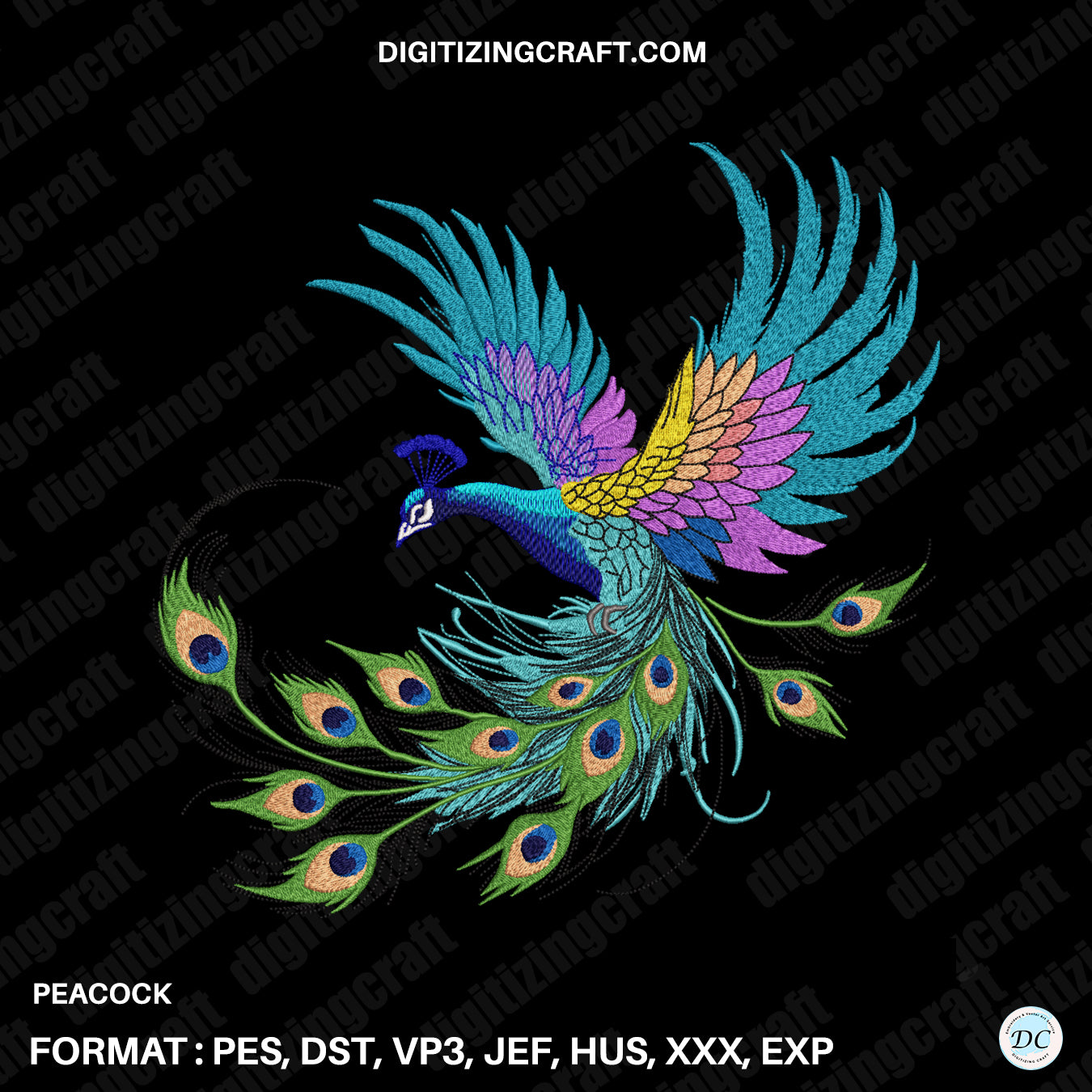 Peacock Embroidery Design file