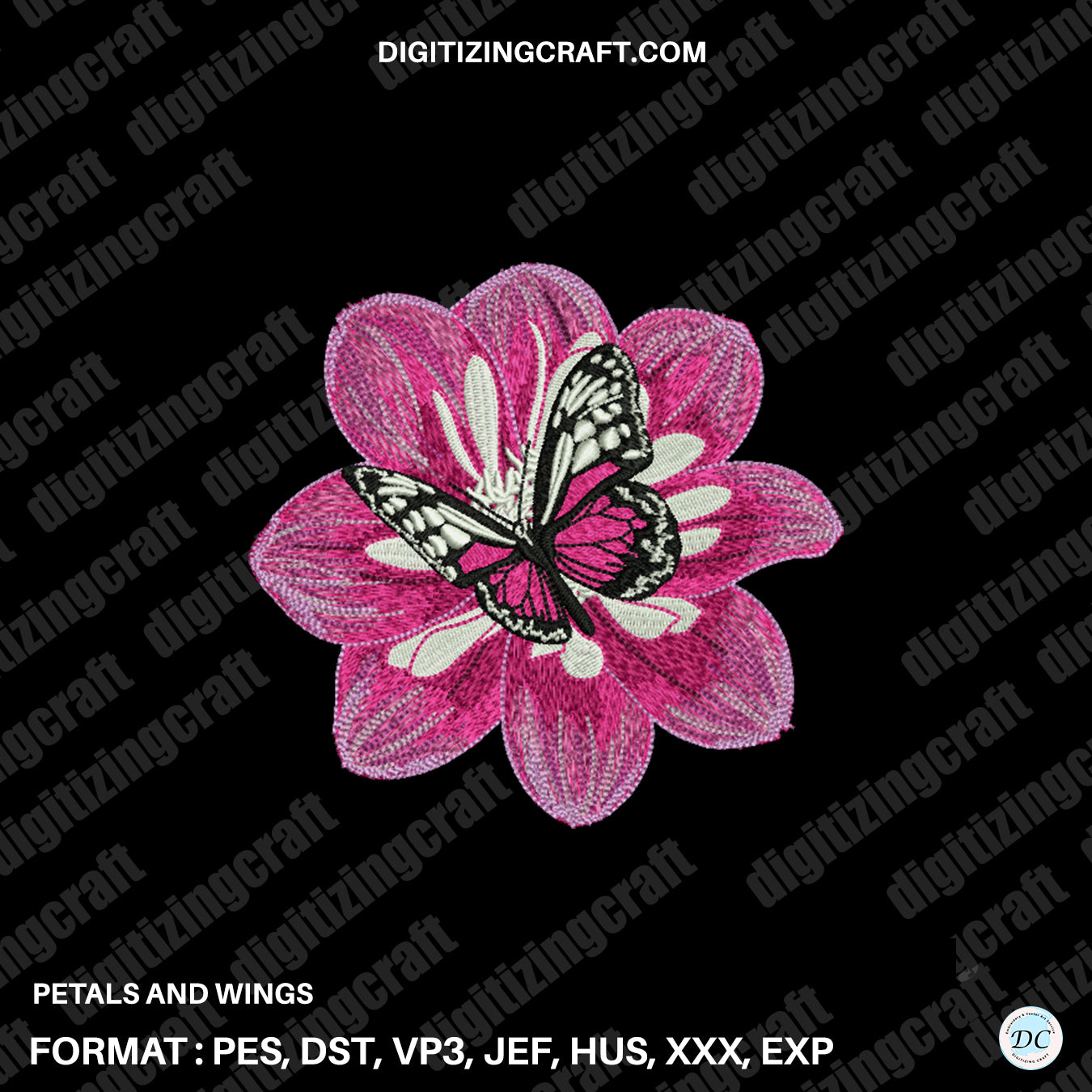 Petals and Wings embroidery design file