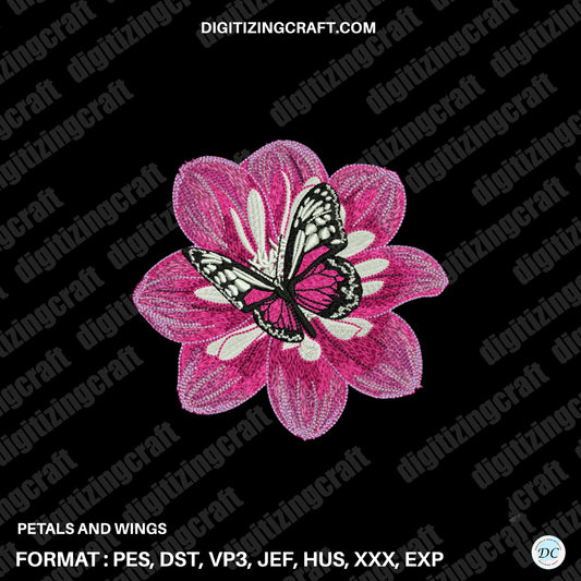 Petals and Wings embroidery design file