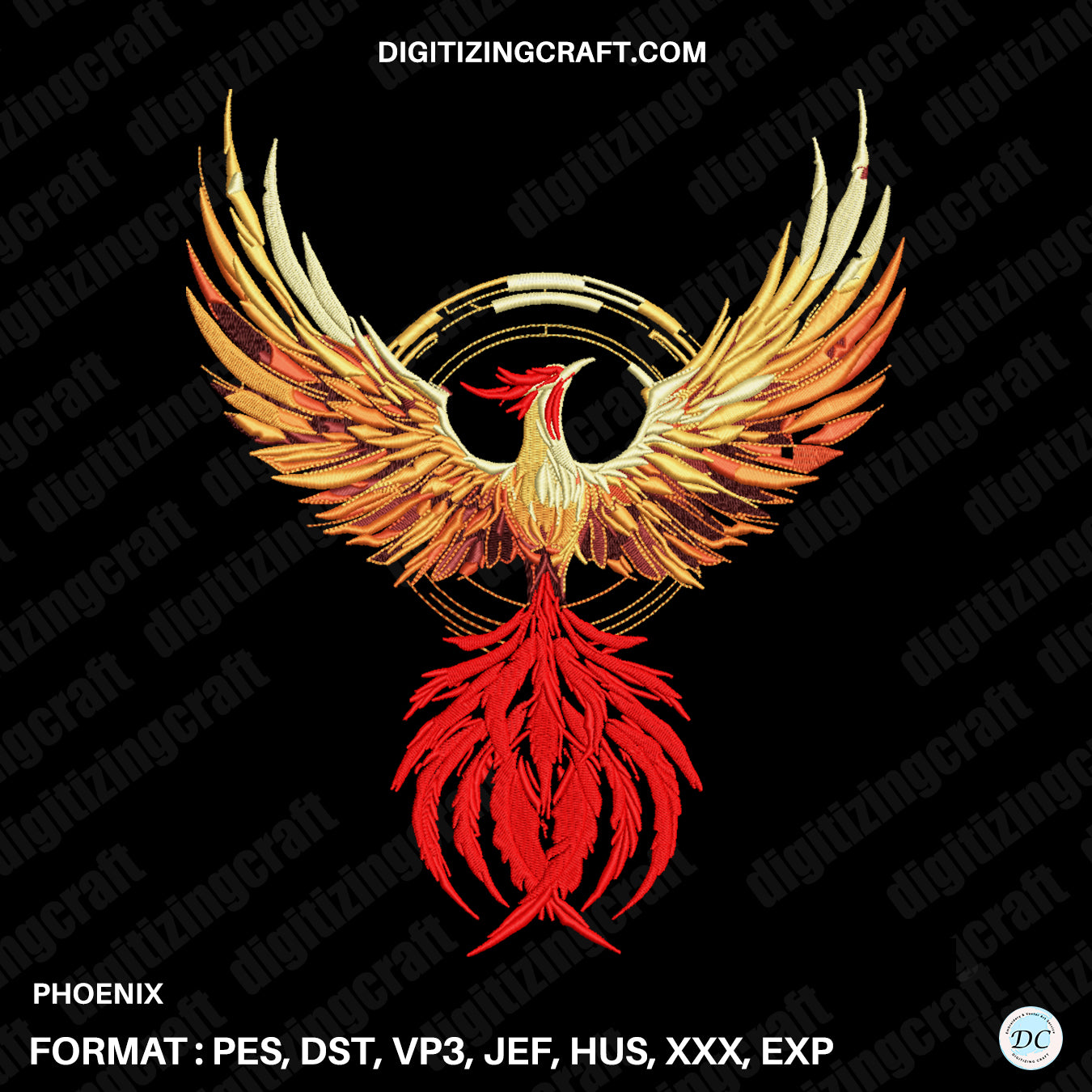 Phoenix 2 embroidery design file
