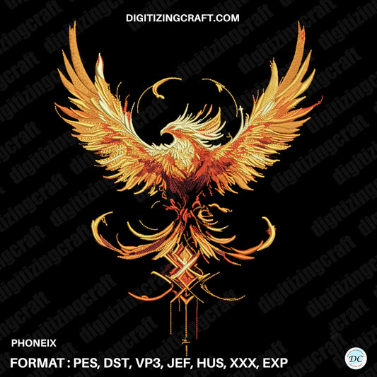 Phoneix Embroidery design file