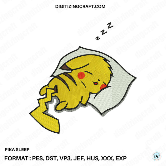 Pika Sleep Embroidery Design File