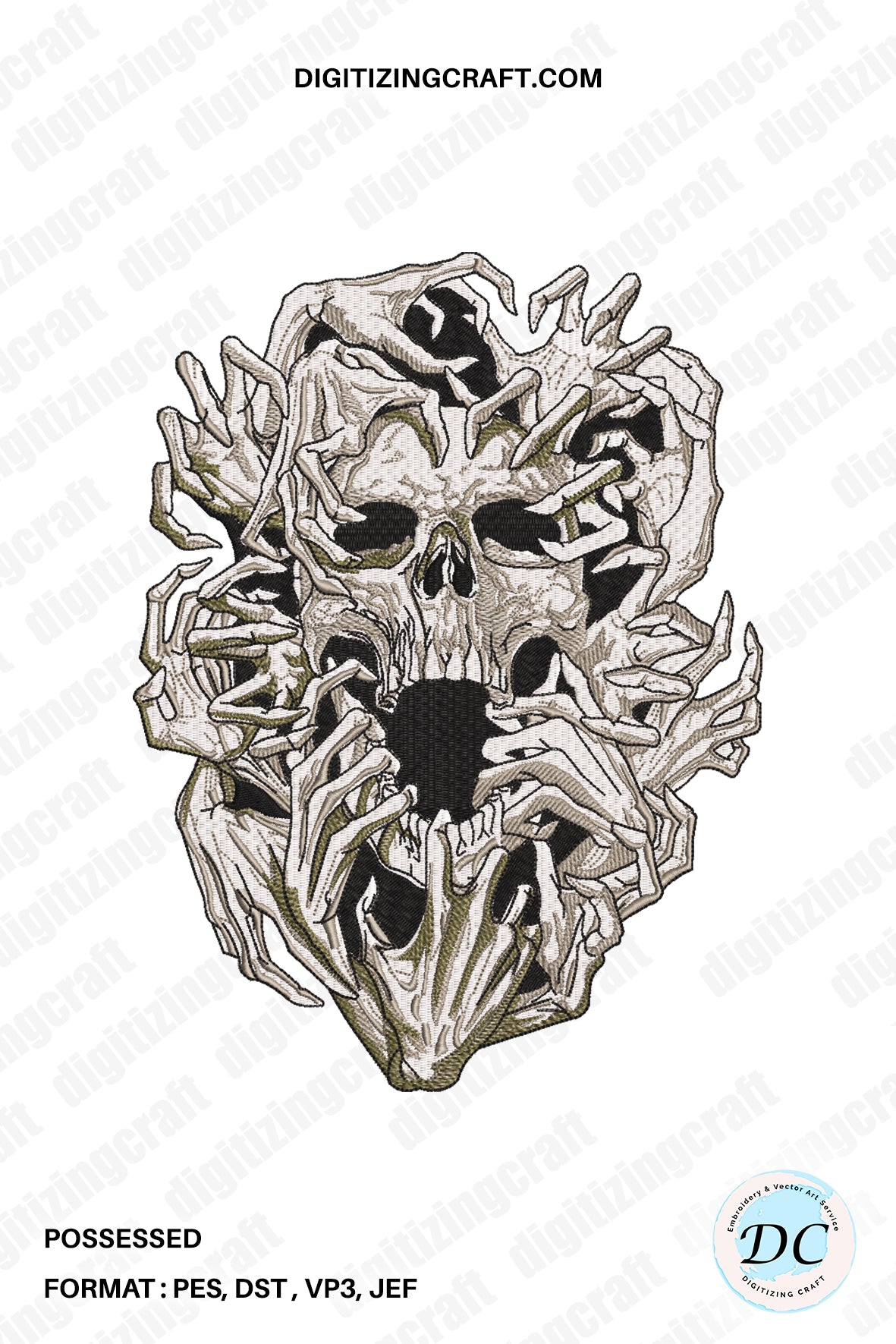 Possessed Skull embroidery design file