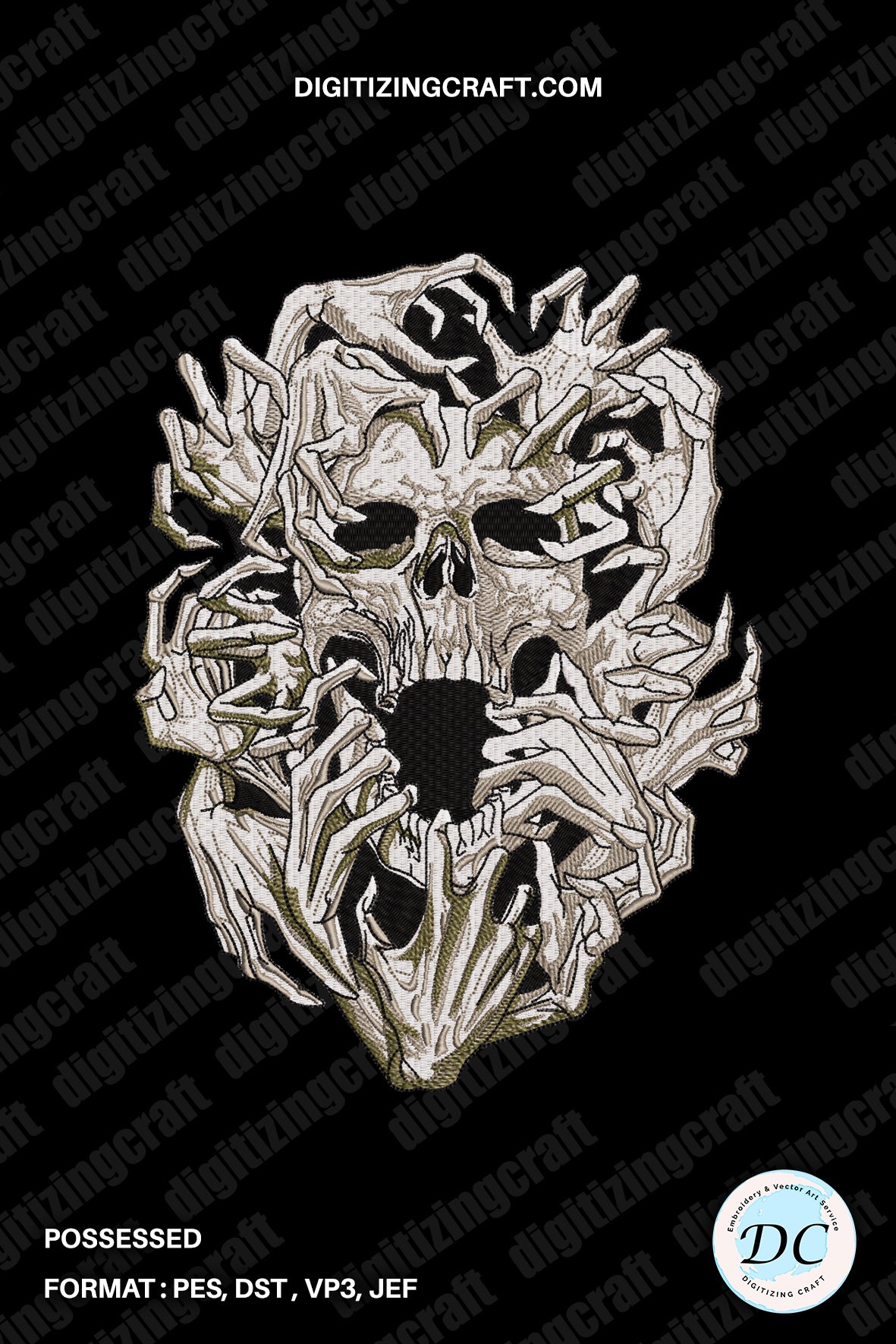 Possessed Skull embroidery design file