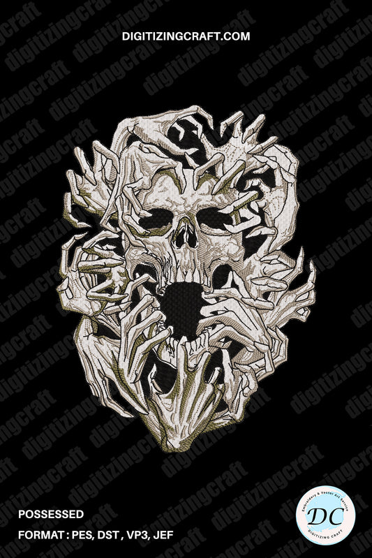 Possessed Skull embroidery design file