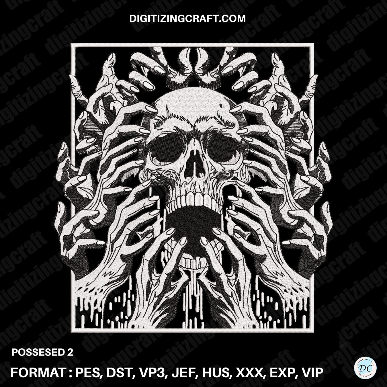 Possesed 2 ,Skull embroidery design file