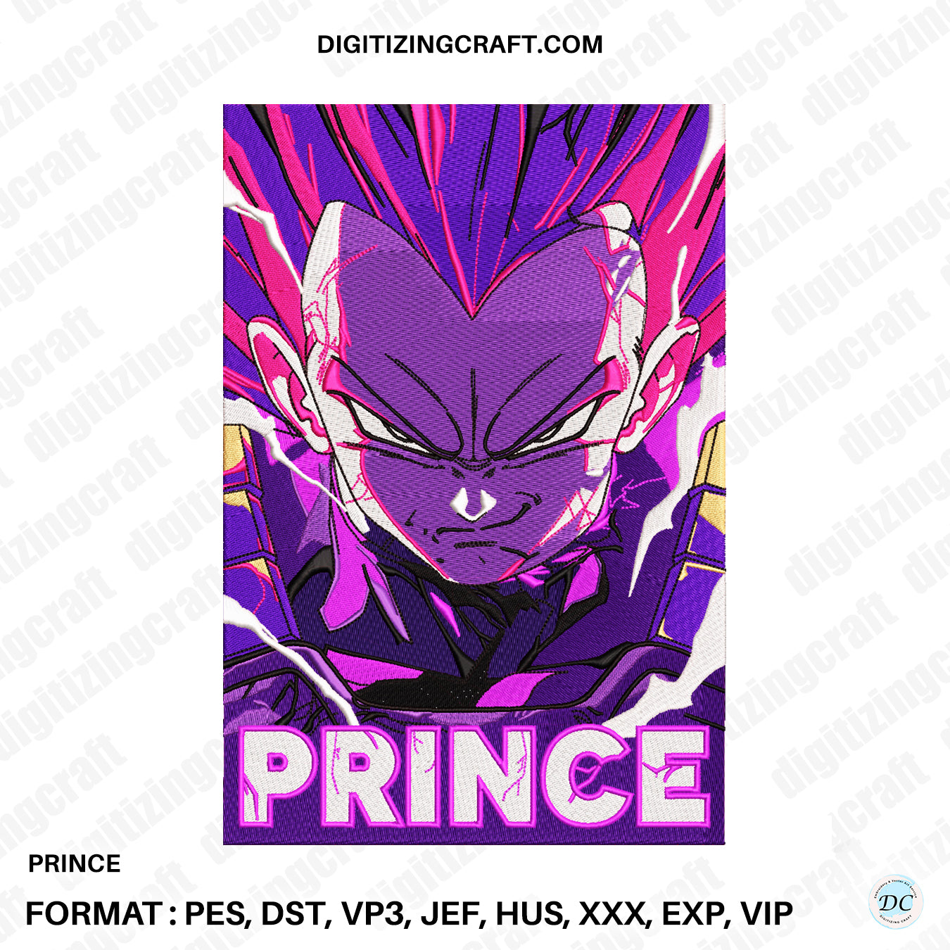 Prince Vegeta ultra ego Embroidery design file