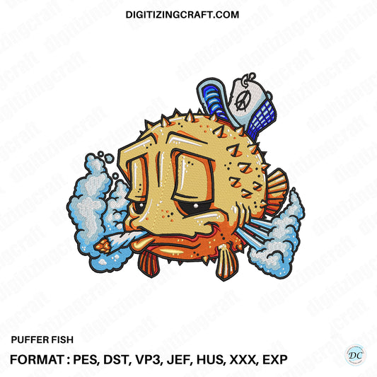 Puffer Fish Embroidery design file
