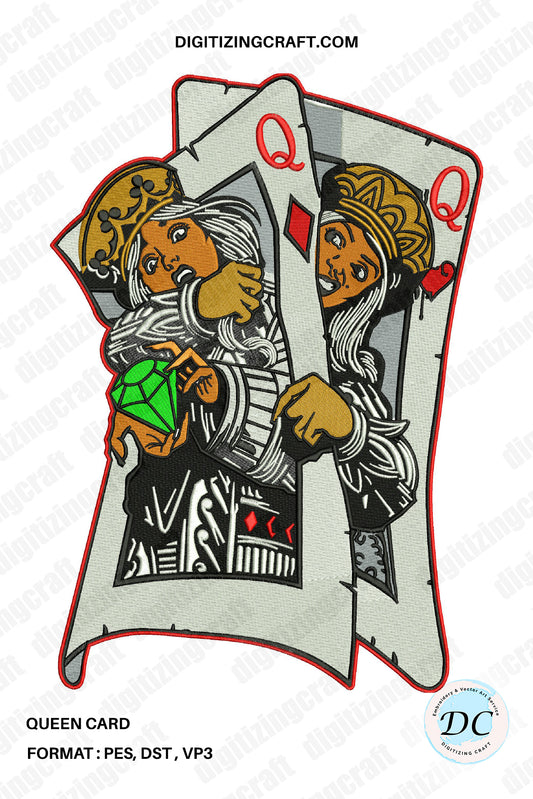 Queen Card Embroidery Design