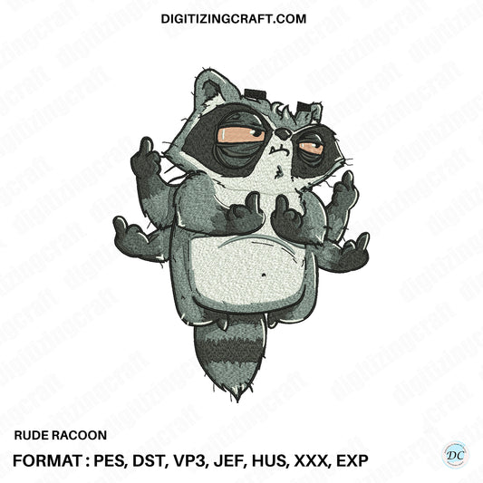 Rude Racoon Embroidery design file