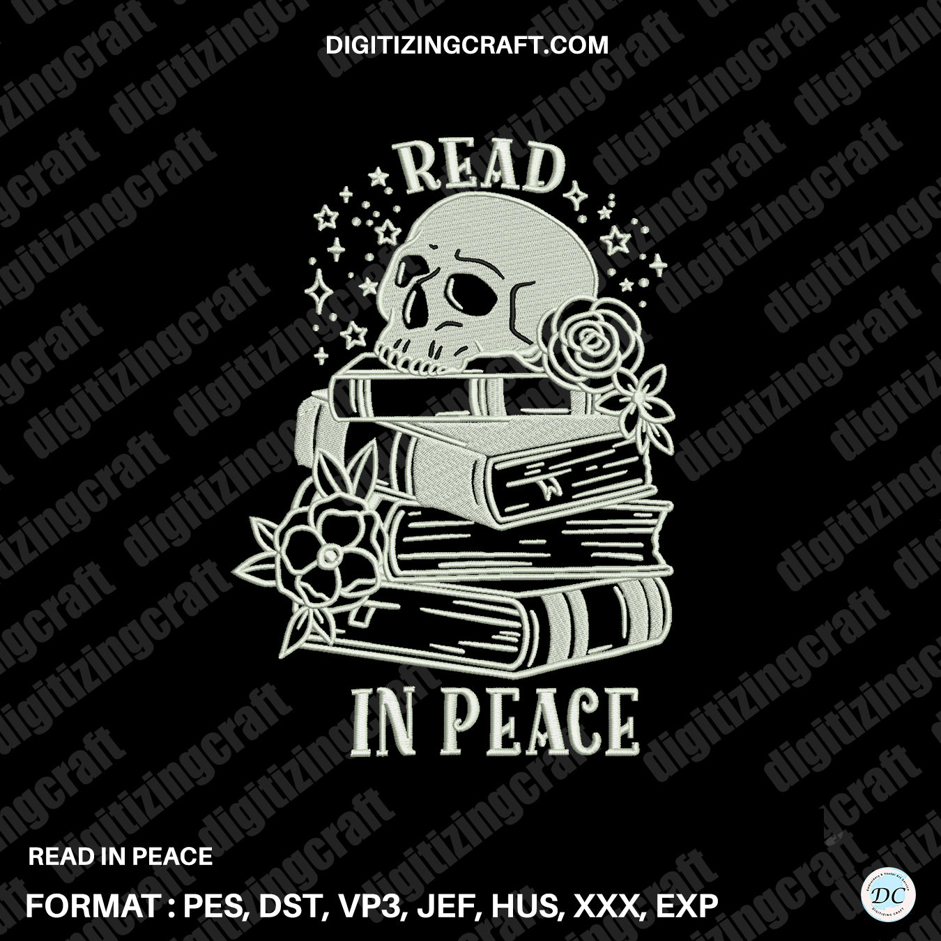 Read in Peace embroidery design file