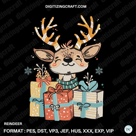 Christmas Reindeer Embroidery Design File