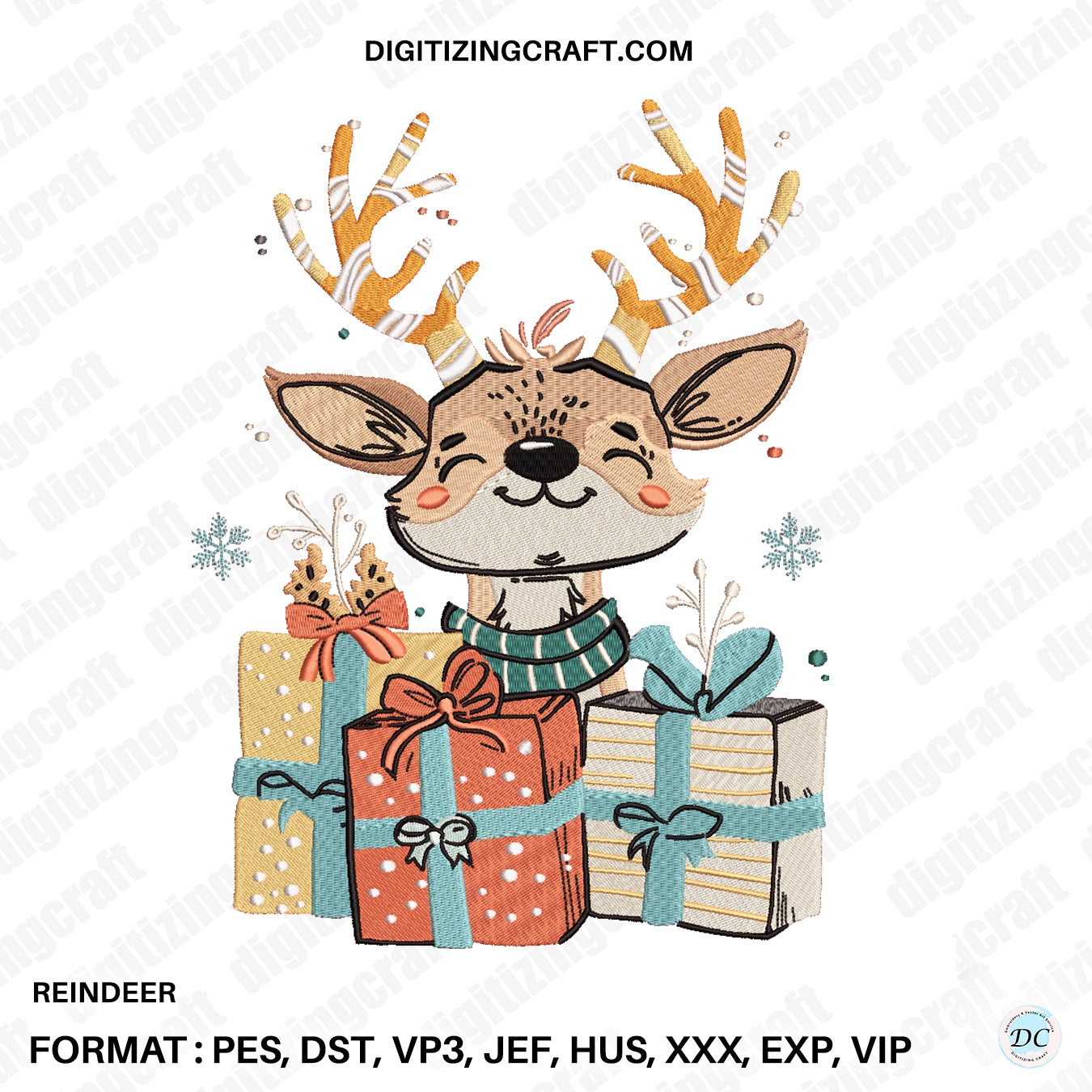 Christmas Reindeer Embroidery Design File