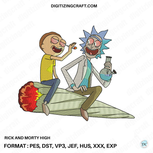 Rick and morty high embroidery design file
