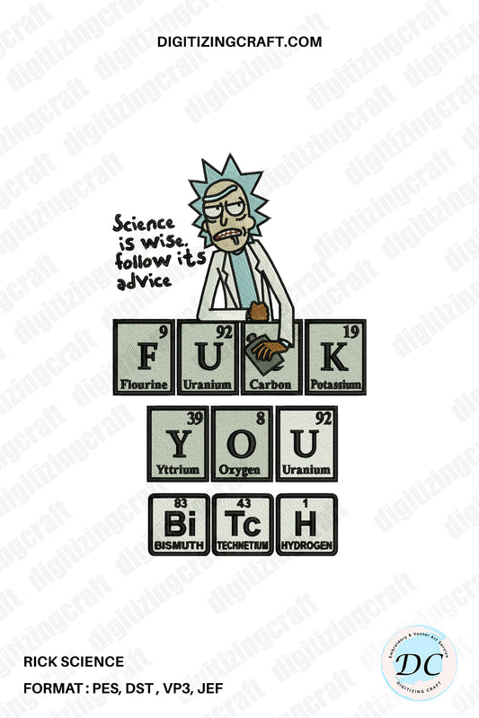 Rick Science Embroidery Design