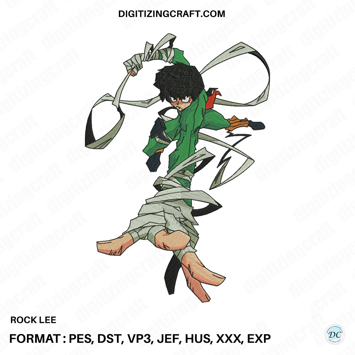 Rock Lee Embroidery Design File