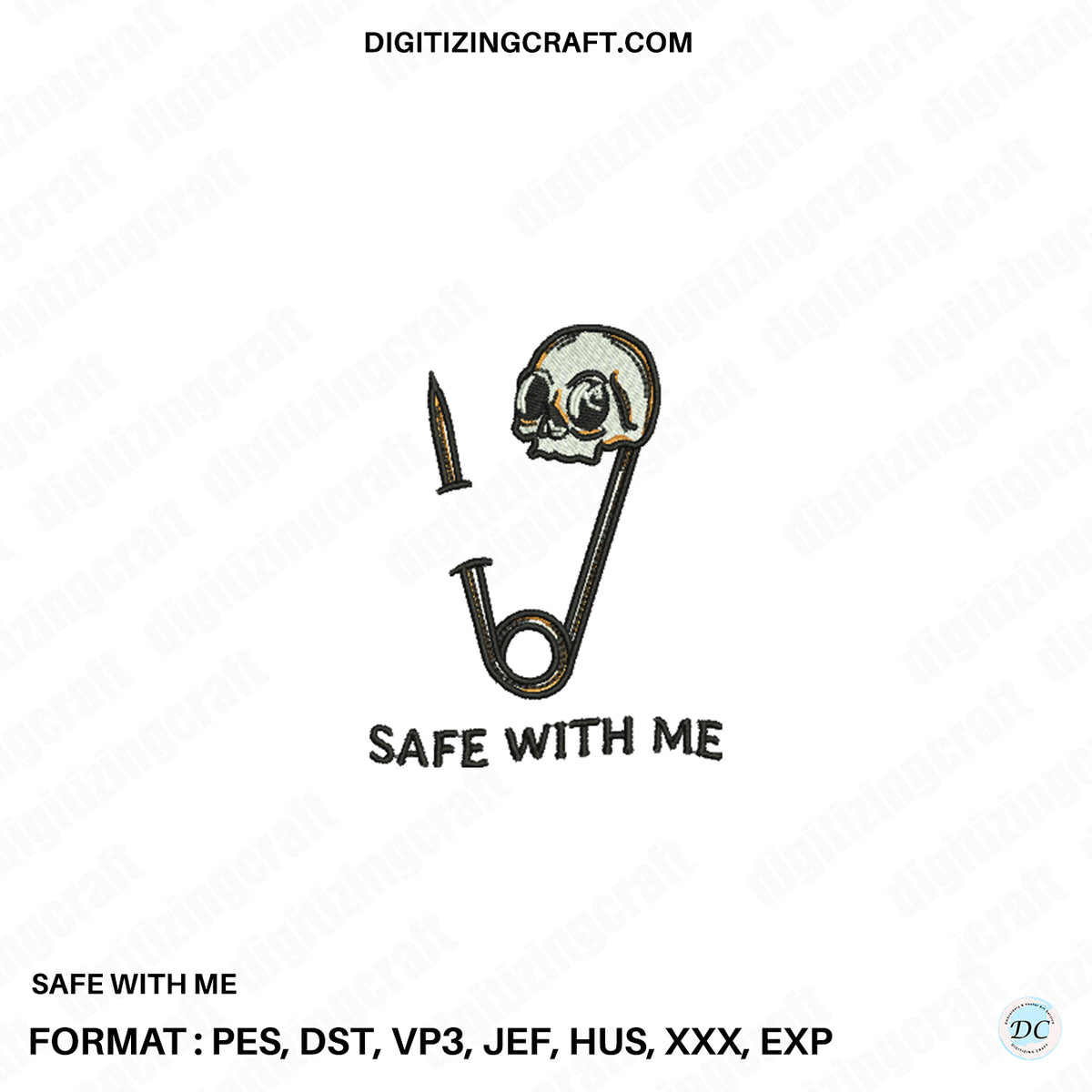 Safe with me embroidery design file